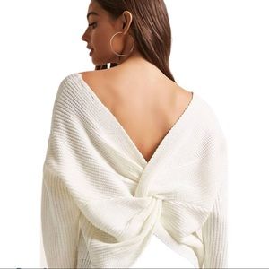 Forever 21 Ribbed Twist Back Sweater - Cream